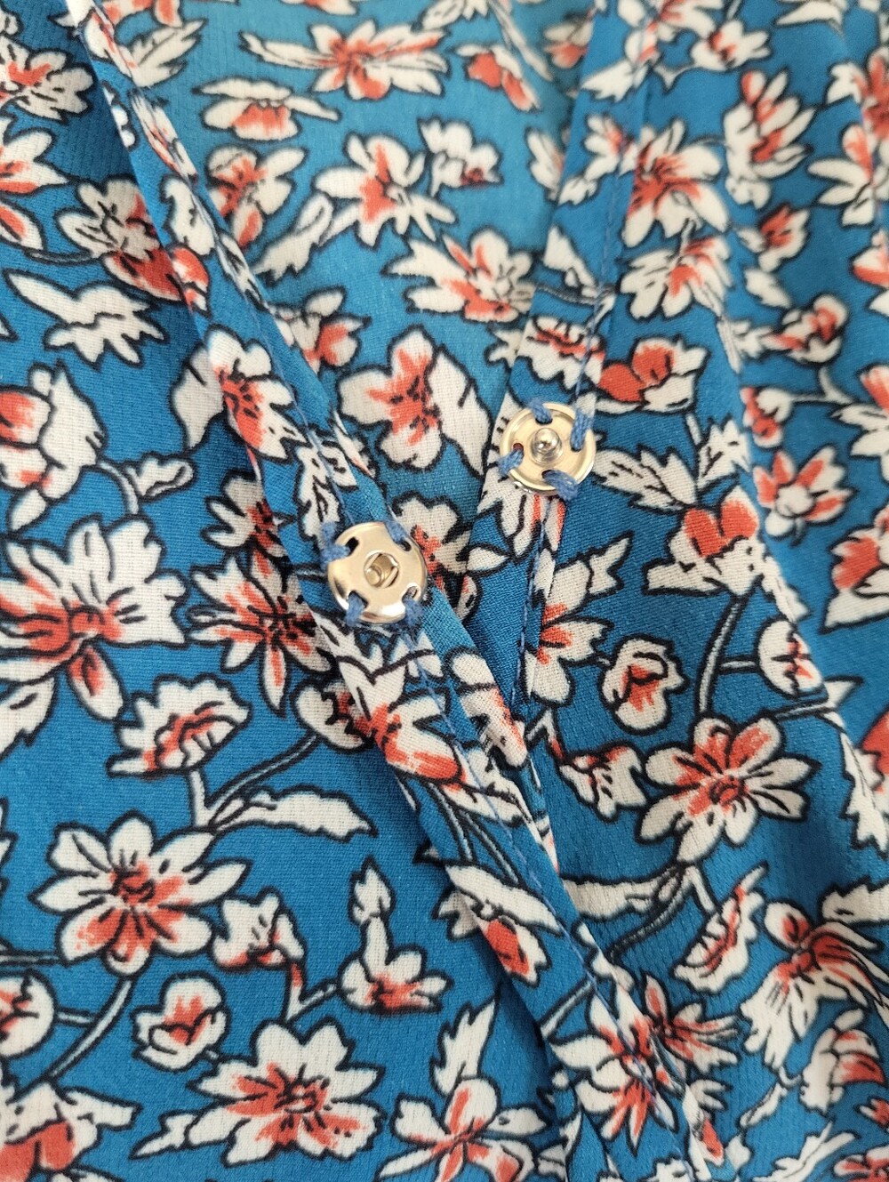 Blue Floral Long-Sleeve Wrap Midi Dress - Picture 6 of 9